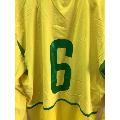 ブラジル代表 サッカーユニフォーム メンズ SIZE L イエロー 【6】ロベルト・カルロス・2002シーズン・ホーム・長袖 182285