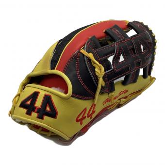 44 (フォーティーフォー) 硬式グローブ 約32cm ブラック×イエロー×レッド USAカスタムオーダー ケース・グラブベルト付 外野用