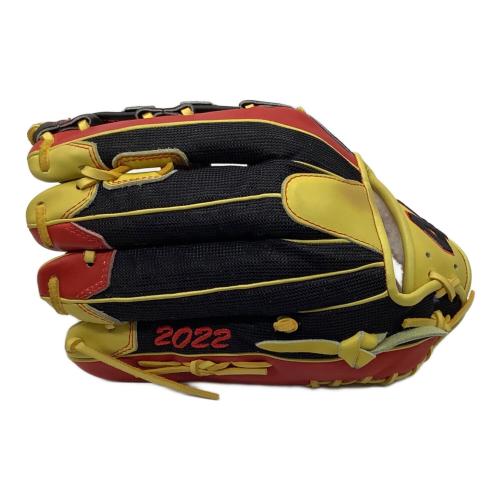 44 (フォーティーフォー) 硬式グローブ 約32cm ブラック×イエロー×レッド USAカスタムオーダー ケース・グラブベルト付 外野用