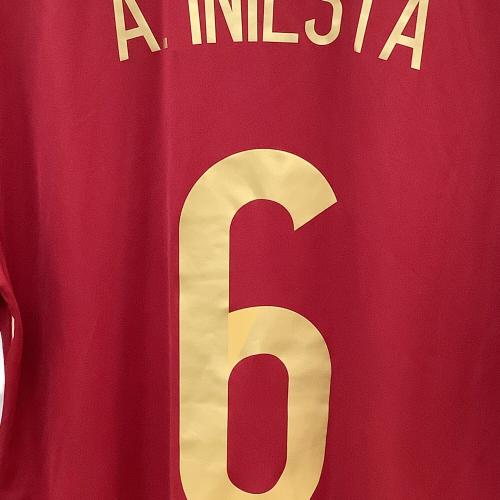 スペイン代表 (スペインダイヒョウ) サッカーユニフォーム メンズ SIZE O レッド 【6】アンドレ・イニエスタ 2014シーズン ホーム G85279