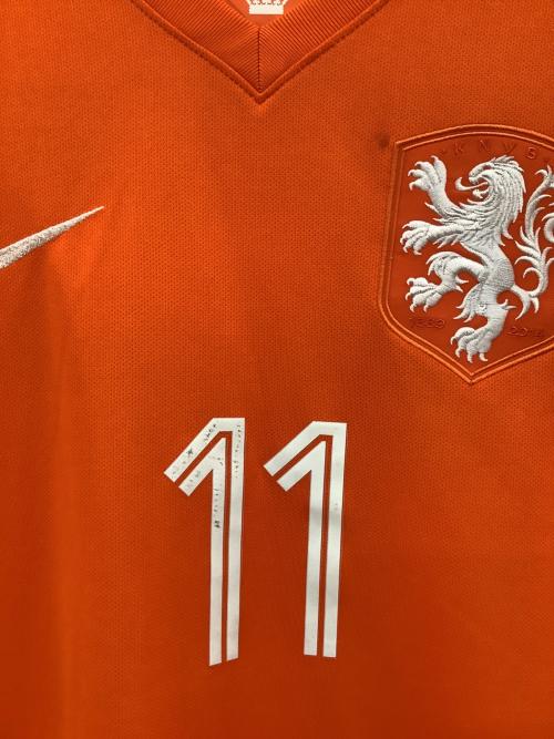 オランダ代表 (オランダダイヒョウ) サッカーユニフォーム メンズ SIZE M オレンジ 【11】アリエン・ロッベン 2014シーズン ホーム 577962-815