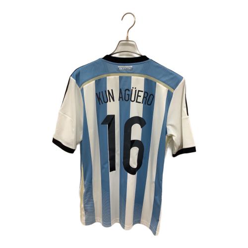 アルゼンチン代表 (アルゼンチンダイヒョウ) サッカーユニフォーム メンズ SIZE O ホワイトxスカイブルー 【16】セルヒオ・アグエロ・2014シーズン・ホーム G74569