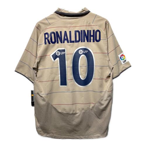 FCバルセロナ (エフシーバルセロナ) サッカーユニフォーム メンズ SIZE L カーキ 【10】ロナウジーニョ 2003-2004シーズン アウェイ
