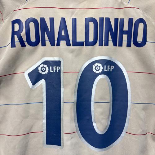 FCバルセロナ (エフシーバルセロナ) サッカーユニフォーム メンズ SIZE L カーキ 【10】ロナウジーニョ 2003-2004シーズン アウェイ