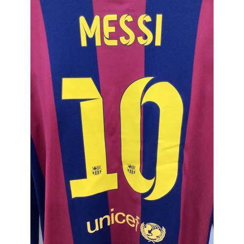 FCバルセロナ (エフシーバルセロナ) サッカーユニフォーム メンズ SIZE M レッド×ネイビー 【10】リオネル・メッシ 2014-2015シーズン ホーム 長袖 618737-422