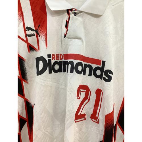 浦和レッズ (ウラワレッズ) 【21】1994-1996シーズン・アウェイ・ユース年代仕様長袖 サッカーユニフォーム PXA-REDSD ホワイト SIZE XO(3L相当)