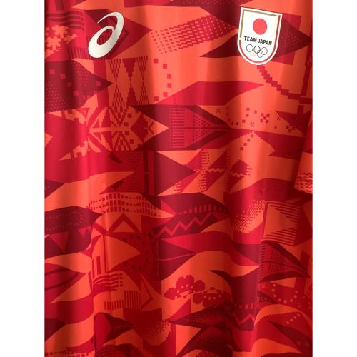 asics (アシックス) トレーニングウェア 2033B850 日本代表応援半袖シャツ メンズ SIZE M レッド×オレンジ