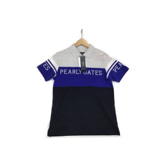 PEARLY GATES (パーリーゲイツ) ゴルフウェア(トップス) メンズ SIZE M ブルー×ネイビー 半袖 ポロ