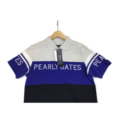 PEARLY GATES (パーリーゲイツ) ゴルフウェア(トップス) メンズ SIZE M ブルー×ネイビー 半袖 ポロ