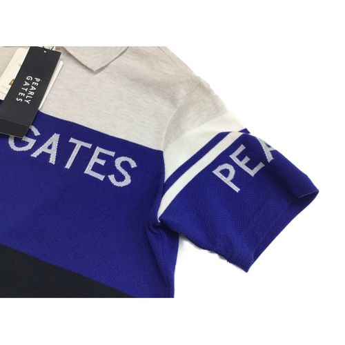 PEARLY GATES (パーリーゲイツ) ゴルフウェア(トップス) メンズ SIZE M ブルー×ネイビー 半袖 ポロ