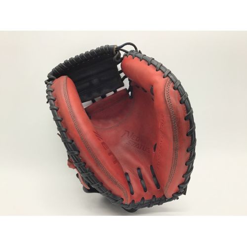 ZETT (ゼット) キャッチャーミット 軟式グローブ ブラック×レッド