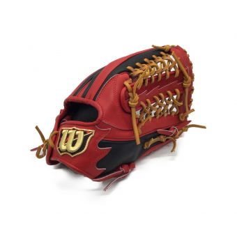 Wilson (ウィルソン) 軟式グローブ レッド×ブラック 収納袋付 プロストックレザー Wilson Staff Dual 外野用