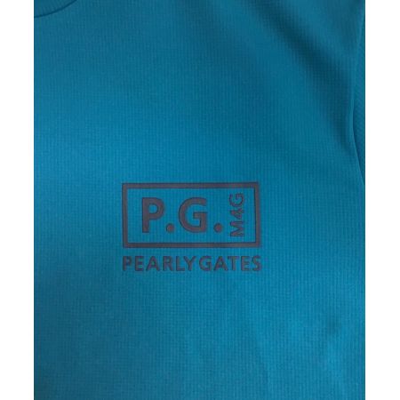 PEARLY GATES (パーリーゲイツ) ゴルフウェア(トップス) メンズ SIZE M グリーン トリコメッシュ バックロゴプリントモックシャツ 2023モデル /// 053-3167301