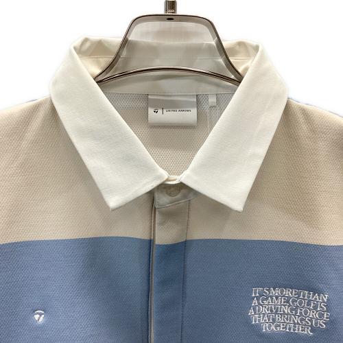 TaylorMade (テーラーメイド) ゴルフウェア(トップス) メンズ SIZE L ホワイト×スカイブルー UNITED ARROWS ボーダー柄ラガーシャツ M13485