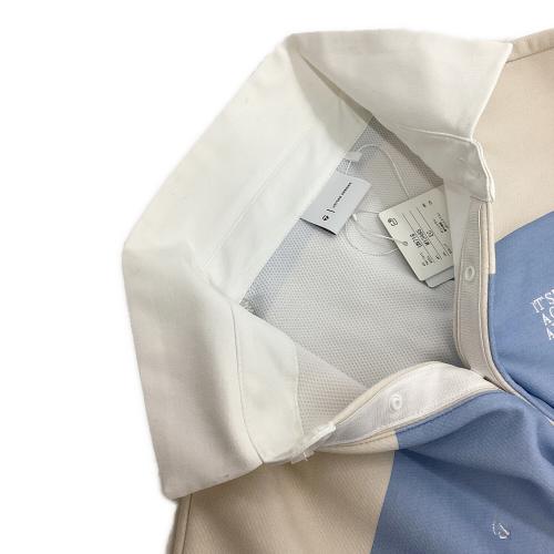 TaylorMade (テーラーメイド) ゴルフウェア(トップス) メンズ SIZE L ホワイト×スカイブルー UNITED ARROWS ボーダー柄ラガーシャツ M13485