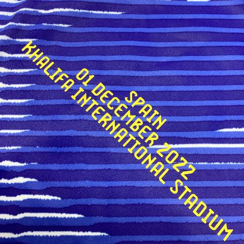 日本代表 (ニホンダイヒョウ) サッカーユニフォーム メンズ SIZE XL ブルー 【8】堂安律 2022W杯バッジ+スペイン戦マッチデー付 HF1845