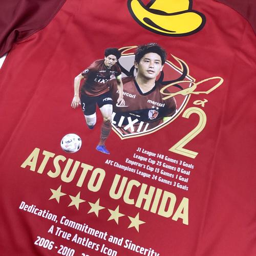 鹿島アントラーズ (カシマアントラーズ) サッカーユニフォーム メンズ SIZE M レッド 2020ホーム レプリカ【2】内田篤人 引退記念 CI5936-687