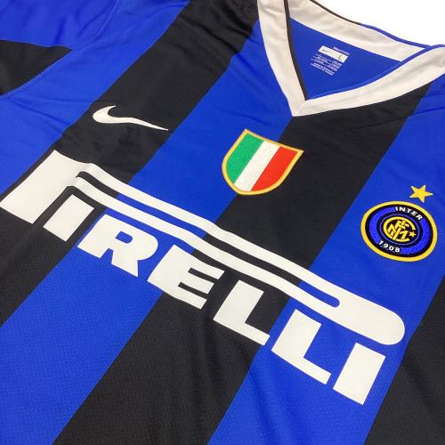 インテル (インテル・ミラノ) サッカーユニフォーム メンズ SIZE L ブルー×ブラック 06-07ホーム イタリア国旗パッチ 147163