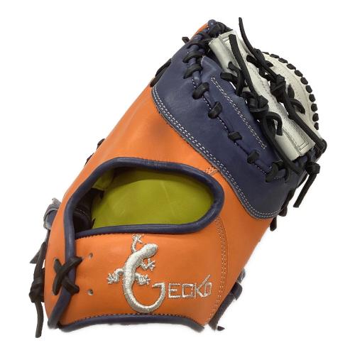 GECKO (ゲッコー) 軟式グローブ 収納袋付 ネイビー×オレンジ