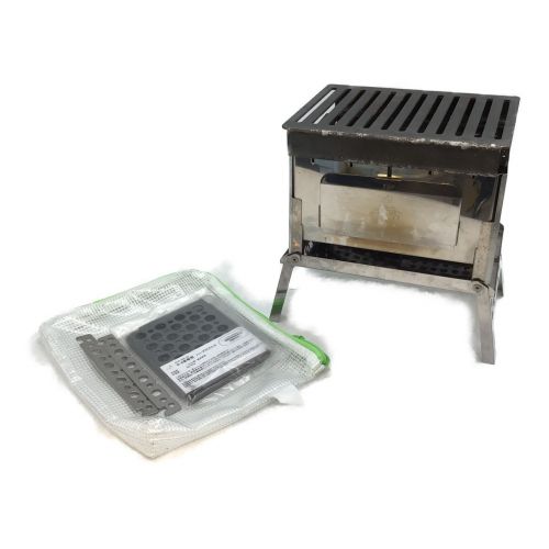 笑s (ショウズ) 焚火台 別売ハードロストル(未使用)・グリルプレート・ケース付 コンパクト焚き火グリル「B-6君」