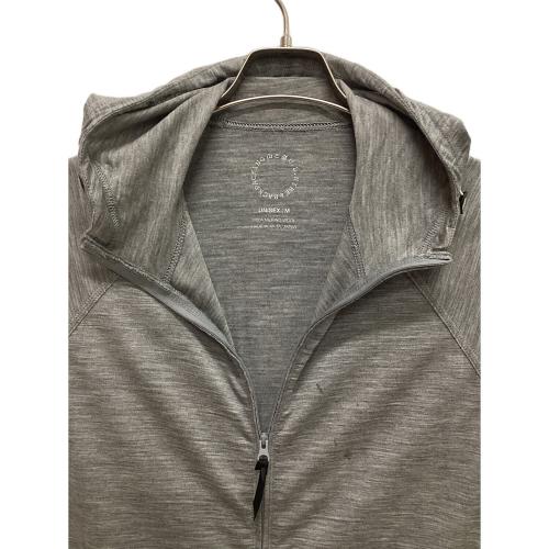 山と道 (ヤマトミチ) トレッキングウェア(シャツ) ユニセックス SIZE M グレー メリノウールフーディー フルジップパーカー 国内代理店表記 有