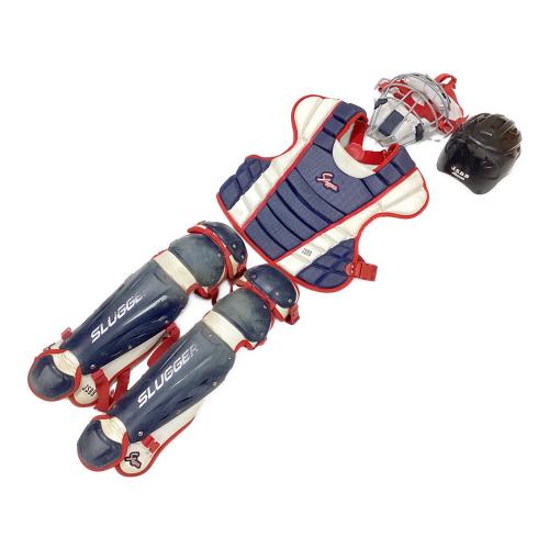 久保田スラッガー (クボタスラッガー) 防具 ホワイト ヘルメット(MIZUNO)・マスク・プロテクター・レガースセット 捕手防具セット