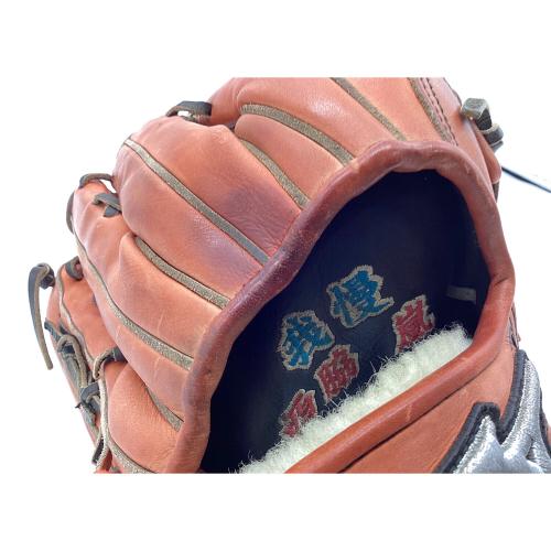 MIZUNO (ミズノ) 硬式グローブ 約32cm オレンジ ネーム刺繍有 耕作印 ミズノプロオーダー 外野用