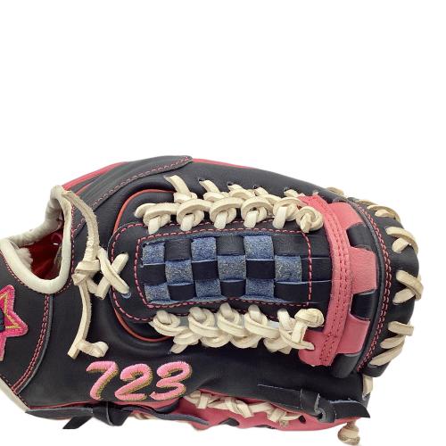 久保田スラッガー (クボタスラッガー) 硬式グローブ 約30cm ブラック×ピンク 土手紐欠品・刺繍有 @ スペシャルオーダー 内野用