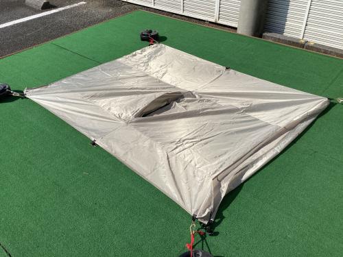 OGAWA (オガワ) ロッジテント スカート小穴・一部シーム割れ有 3398 ロッジシェルターII 約460×350×210(h)cm 3～5人用 程度B 程度B スカートあり ハンマーあり/説明書あり