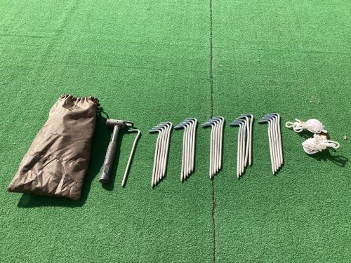 OGAWA (オガワ) ロッジテント スカート小穴・一部シーム割れ有 3398 ロッジシェルターII 約460×350×210(h)cm 3～5人用 程度B 程度B スカートあり ハンマーあり/説明書あり