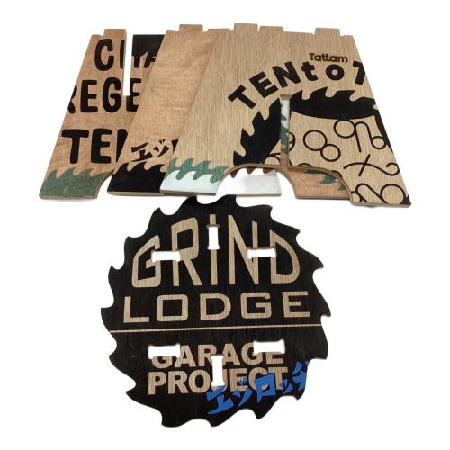 GRIND LODGE (グラインドロッジ) アウトドアチェア ブラウン×ブラック 生刷りカスタム tattam ウッドスツール（小） ウッド