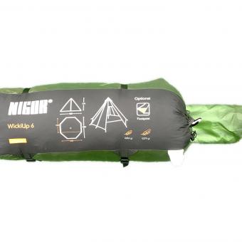 NIGOR モノポールテント ポールキャップ割れ有 グリーン Wickiup6 約460×440×310㎝ 4～6人用 程度A 程度B スカートなし ハンマーなし/説明書なし シルナイロン