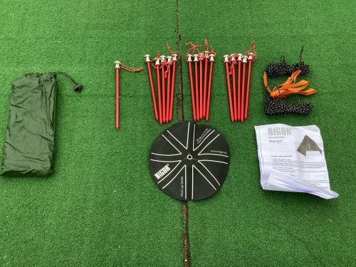 NIGOR モノポールテント ポールキャップ割れ有 グリーン Wickiup6 約460×440×310㎝ 4～6人用 程度A 程度B スカートなし ハンマーなし/説明書なし シルナイロン