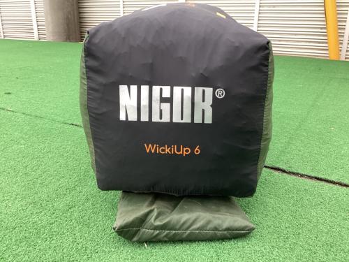 NIGOR モノポールテント ポールキャップ割れ有 グリーン Wickiup6 約460×440×310㎝ 4～6人用 程度A 程度B スカートなし ハンマーなし/説明書なし シルナイロン
