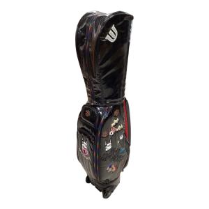 M U SPORTS (エムユースポーツ) キャディバッグ ブラック 5分割 キャスター付き 犬柄 ホログラムオーロラデザイン