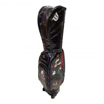 M U SPORTS (エムユースポーツ) キャディバッグ ブラック 5分割 キャスター付き 犬柄 ホログラムオーロラデザイン