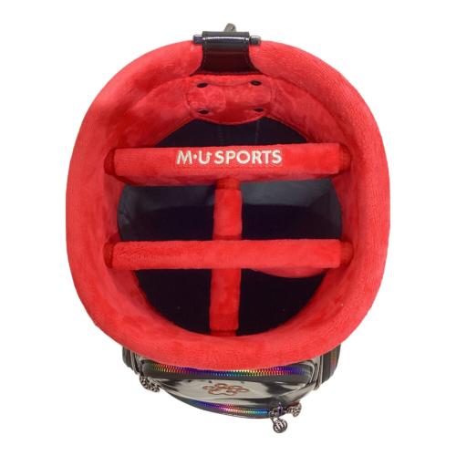 M U SPORTS (エムユースポーツ) キャディバッグ ブラック 5分割 キャスター付き 犬柄 ホログラムオーロラデザイン