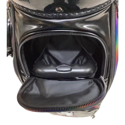 M U SPORTS (エムユースポーツ) キャディバッグ ブラック 5分割 キャスター付き 犬柄 ホログラムオーロラデザイン