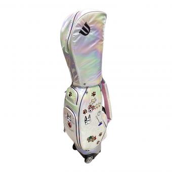 M U SPORTS (エムユースポーツ) キャディバッグ キャスター付 8.5インチ/5分割 ホワイト ホログラムオーロラデザインキャディバック