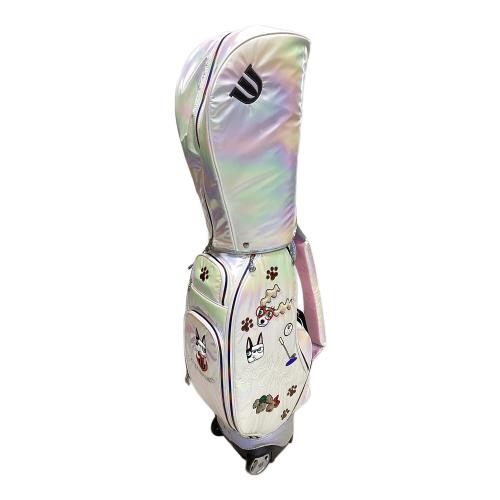 M U SPORTS (エムユースポーツ) キャディバッグ キャスター付 8.5インチ/5分割 ホワイト ホログラムオーロラデザインキャディバック