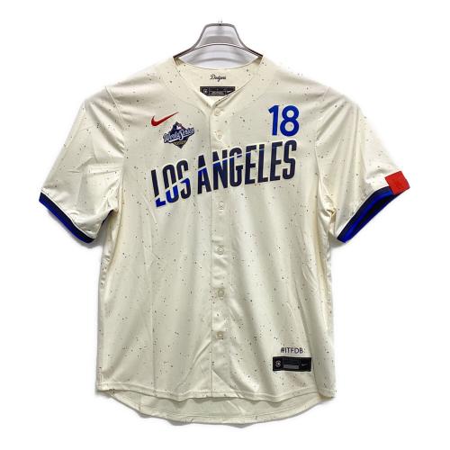 ロサンゼルス・ドジャース 応援グッズ T7LM-LDC1 【18】山本由伸 2025WS出場パッチ付き @ SIZE L アイボリー