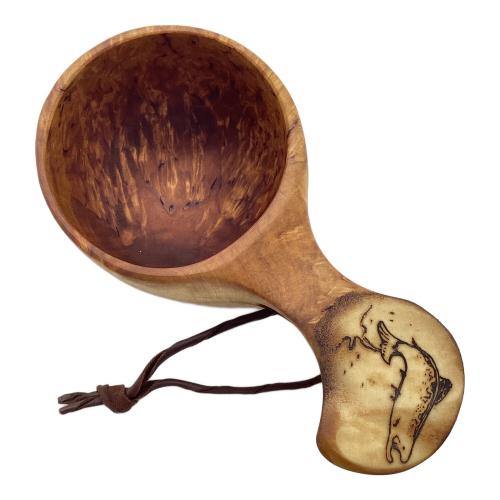 pahkataide (パッカタイデ) カーリーバーチ＆ヘラジカの角 アウトドア食器 トラウト ククサカップ