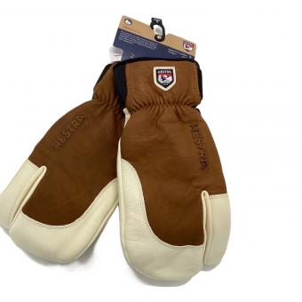 HESTRA (ヘストラ) Alpine PRO グローブ レザー 3フィンガーグローブ ブラウン×ホワイト SIZE 9