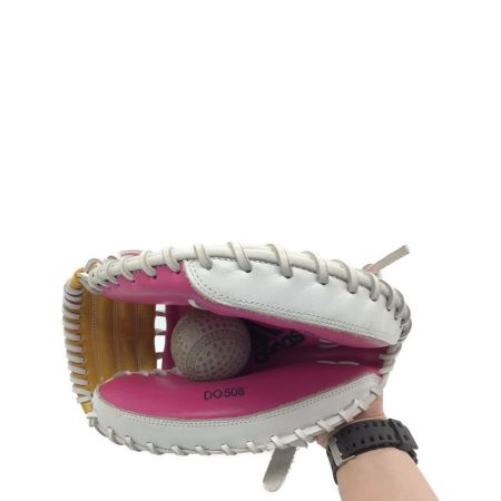 adidas (アディダス) 軟式グローブ ピンク×ホワイト キャッチャーミット メタルカラーシリーズ キャッチャー用 DO508