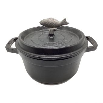 Staub (ストウブ) ダッチオーブン SIZE 20cm 別売りアニマルノブ(サカナ)交換済み ピコ・ココットラウンド