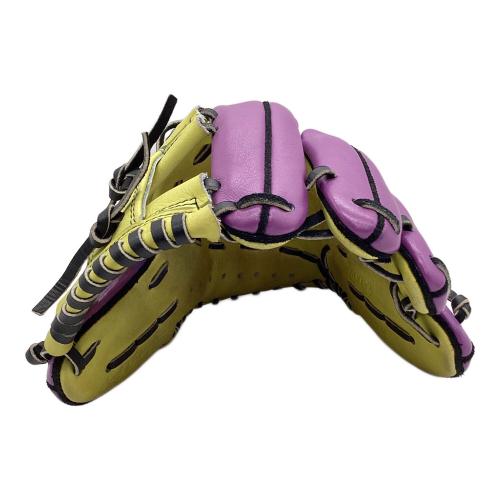 ミズノプロ 軟式用グローブ 波賀JAPAN 内野手用 MIZUNO (ミズノ) 軟式グローブ イエロー×パープル ケース付 ミズノプロ