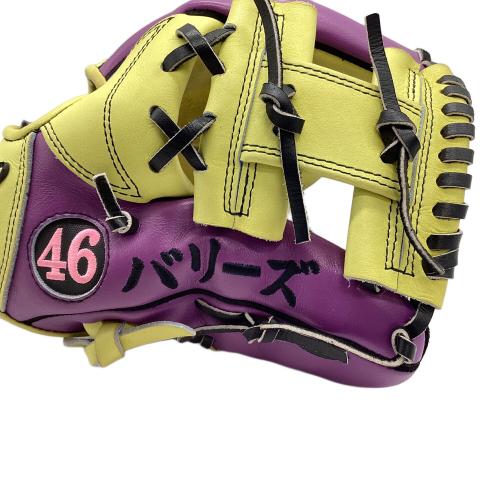 MIZUNO (ミズノ) 軟式グローブ イエロー×パープル ケース付  ミズノプロ 内野用 波賀ジャパンオーダー