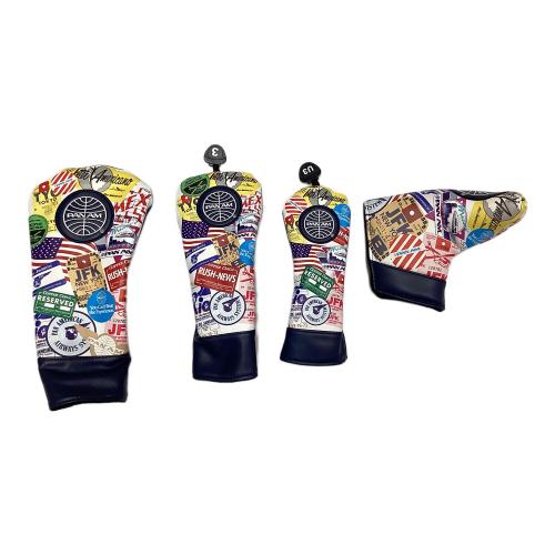 PAN AM (パンナム) ヘッドカバー ネイビー×マルチカラー ヘッドカバー4点セット(1W/3W/U3/パター)