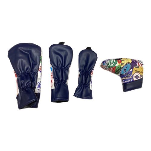 PAN AM (パンナム) ヘッドカバー ネイビー×マルチカラー ヘッドカバー4点セット(1W/3W/U3/パター)