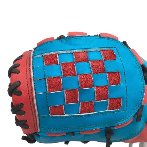 B-lINK 硬式グローブ レッド×スカイブルー 小指2本入れ ケース付 ファーストミット 左投げ用